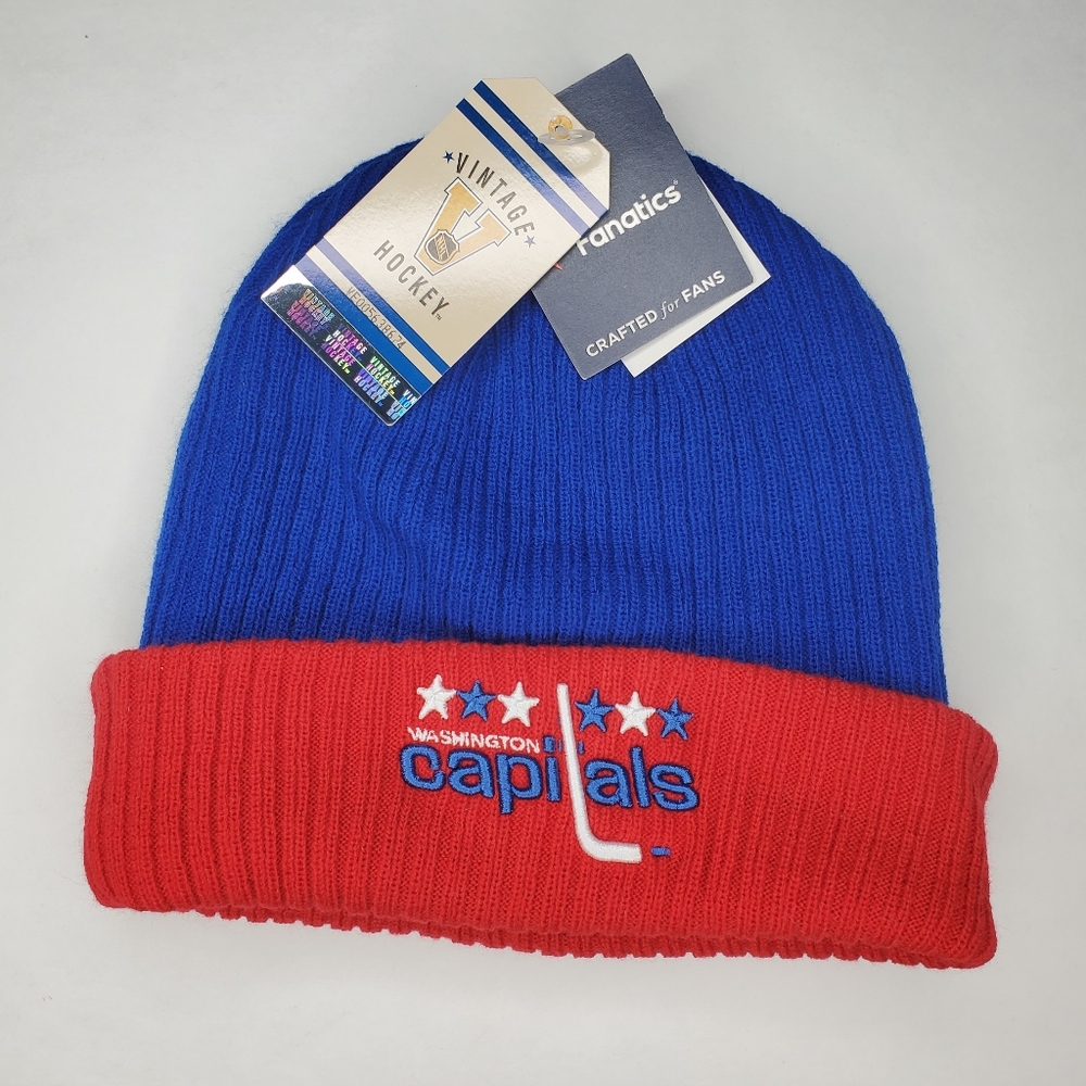 Fanatics Washington Capitals Retro Blue and Red Beanie
